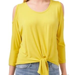 Cold Shoulder Tie Front Top